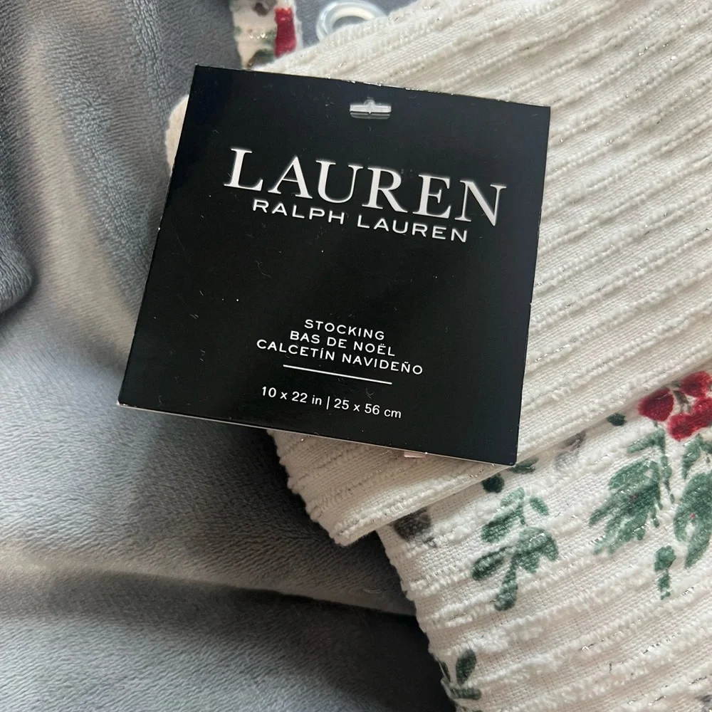 Ralph Lauren 2 Festive Christmas Stockings with Red and Green Design - Picture 2 of 3